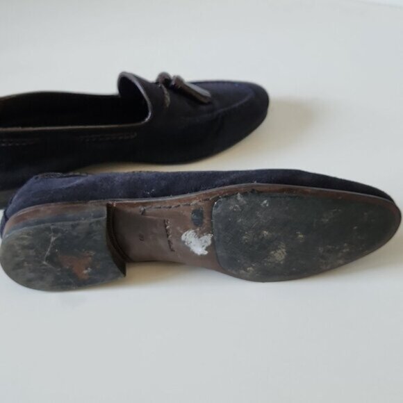 ZARA | Mens Loafers Navy Suede Brown Tassels Sz 40 - Picture 6 of 7
